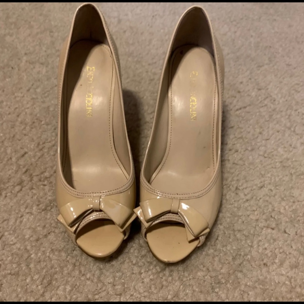 Nude peep toe heels
